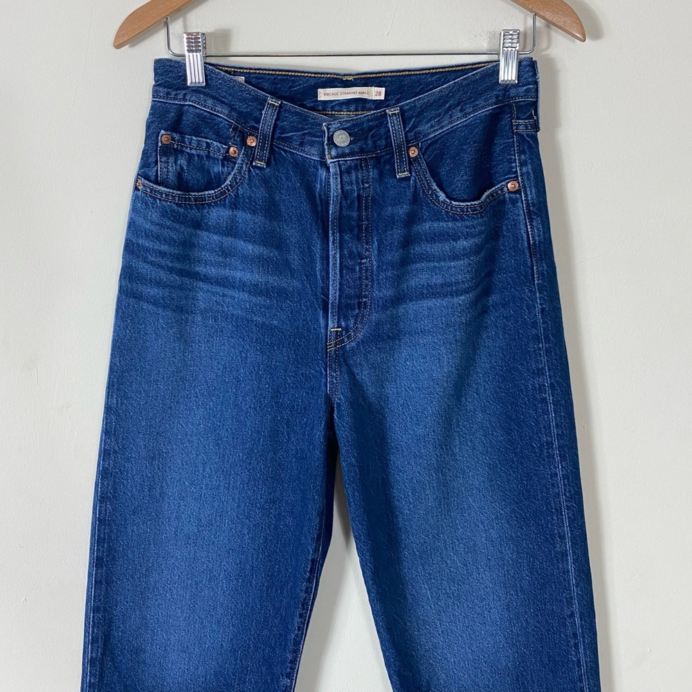Levi’s Ribcage Straight Ankle Jeans in Noe Down Dark Wash - 28x27 - Picture 10 of 16